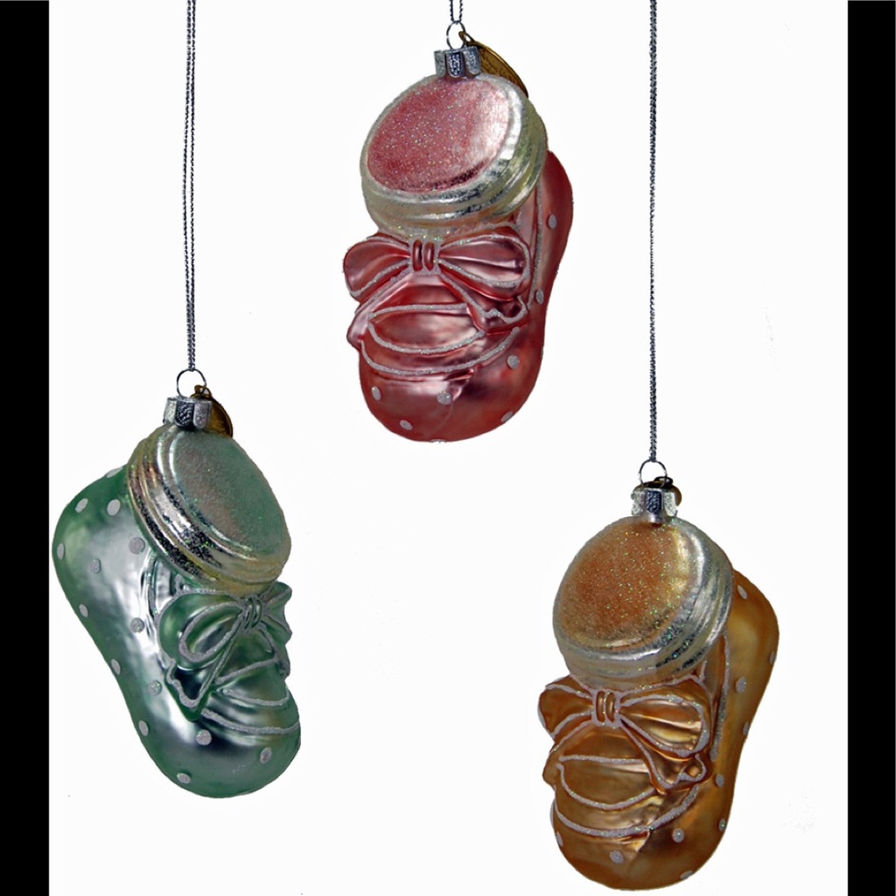 Baby shoe shower nursery ornament Katherine’s pink blue yellow Christmas…